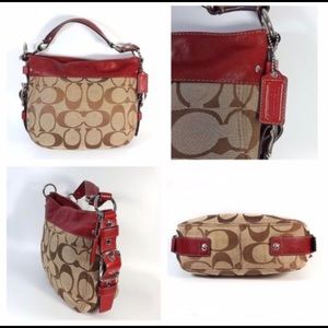 Authentic Coach Zoe hobo in Khaki/Red